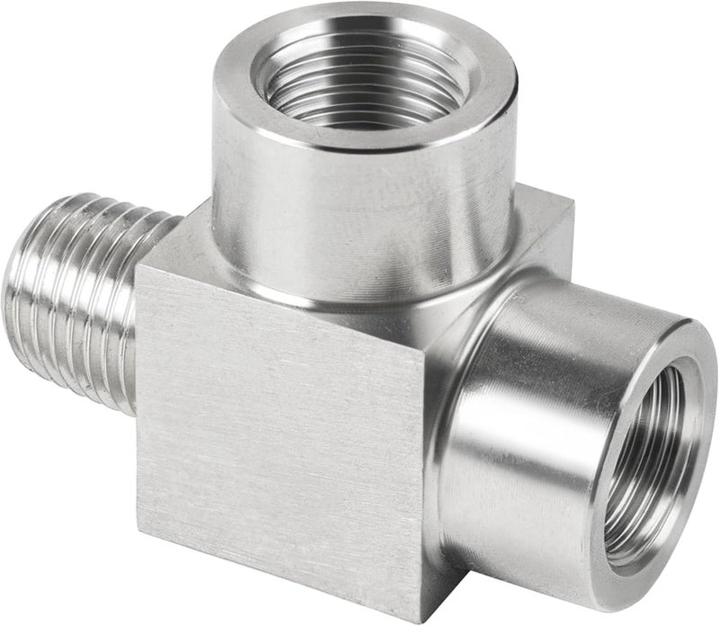 Goldpea Stainless Steel 304 Street Tee 1/4" NPT Female x 1/4" NPT Female x 1/4" NPT Male T-fitting 3-way Pipe Fitting 1pc - Image 2